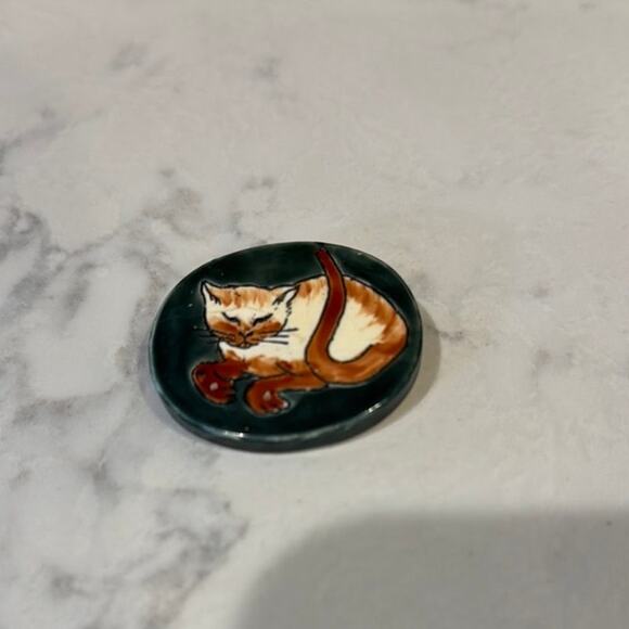 Handmade Siamese cat green background pin crazy cat lady cat lover - Picture 2 of 3